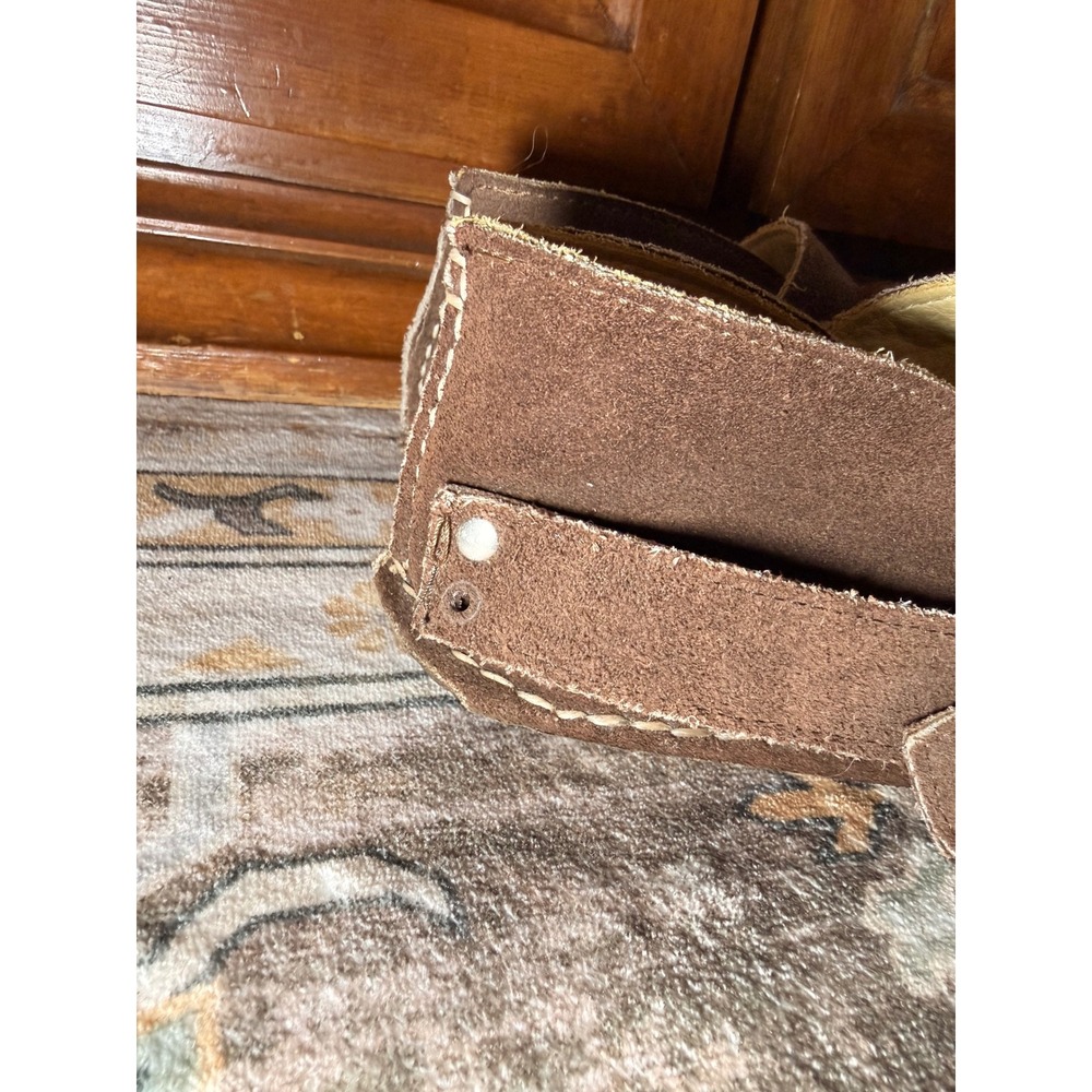 Quoddy Handcrafted Brown Suede Ring Buckle Moccasins Boho Whipstitch Loafers 7.5 - Picture 7 of 16